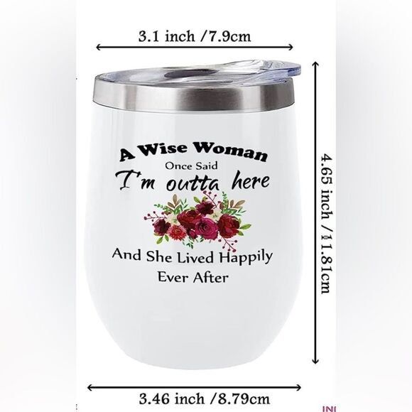 Ladies retirement gift wine/drink cup with stainless straw & brush & heart decor - Picture 2 of 10
